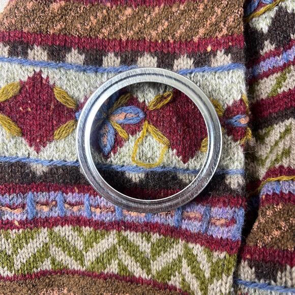 Vintage 90s Woolrich Wool Sweater L Fair Isle Floral Knit Hong Kong Boho Cottage - Picture 7 of 14